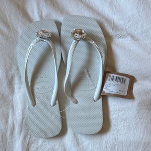 Havaianas Women's White Sandals with Crystal Accent